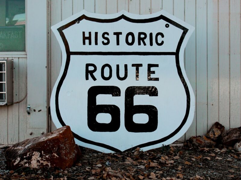 Historic Route 66 sign in Seligman, Arizona